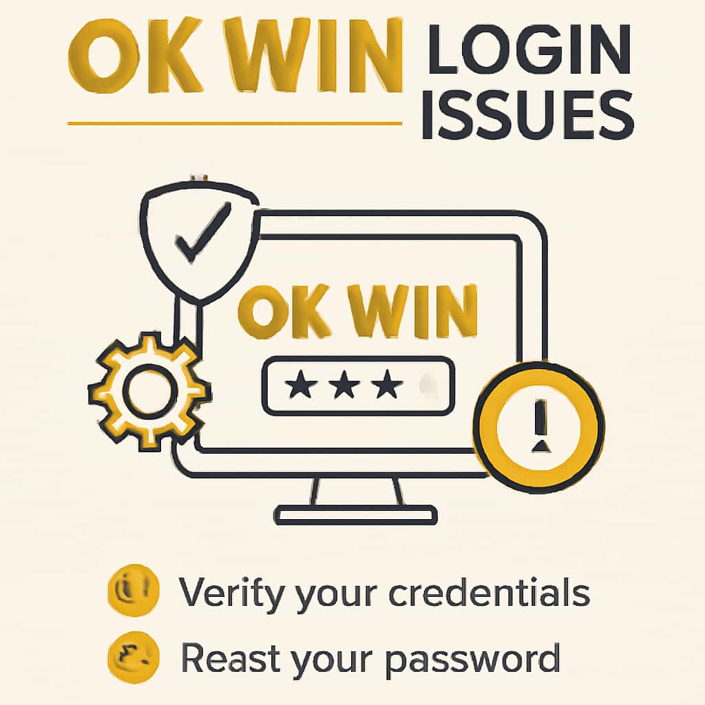 An educational diagram outlining steps to resolve Ok Win login problems.