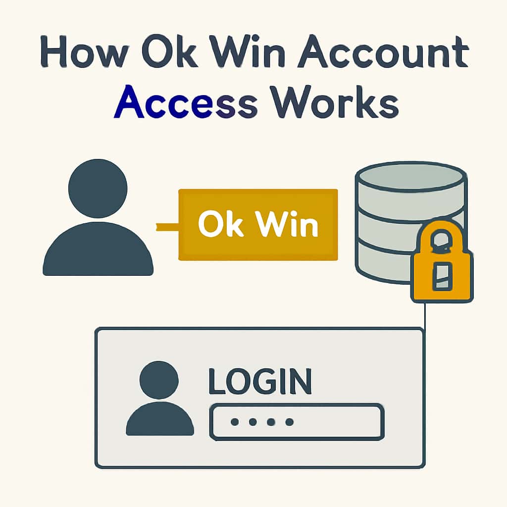 An educational diagram illustrating the process of accessing Ok Win accounts.