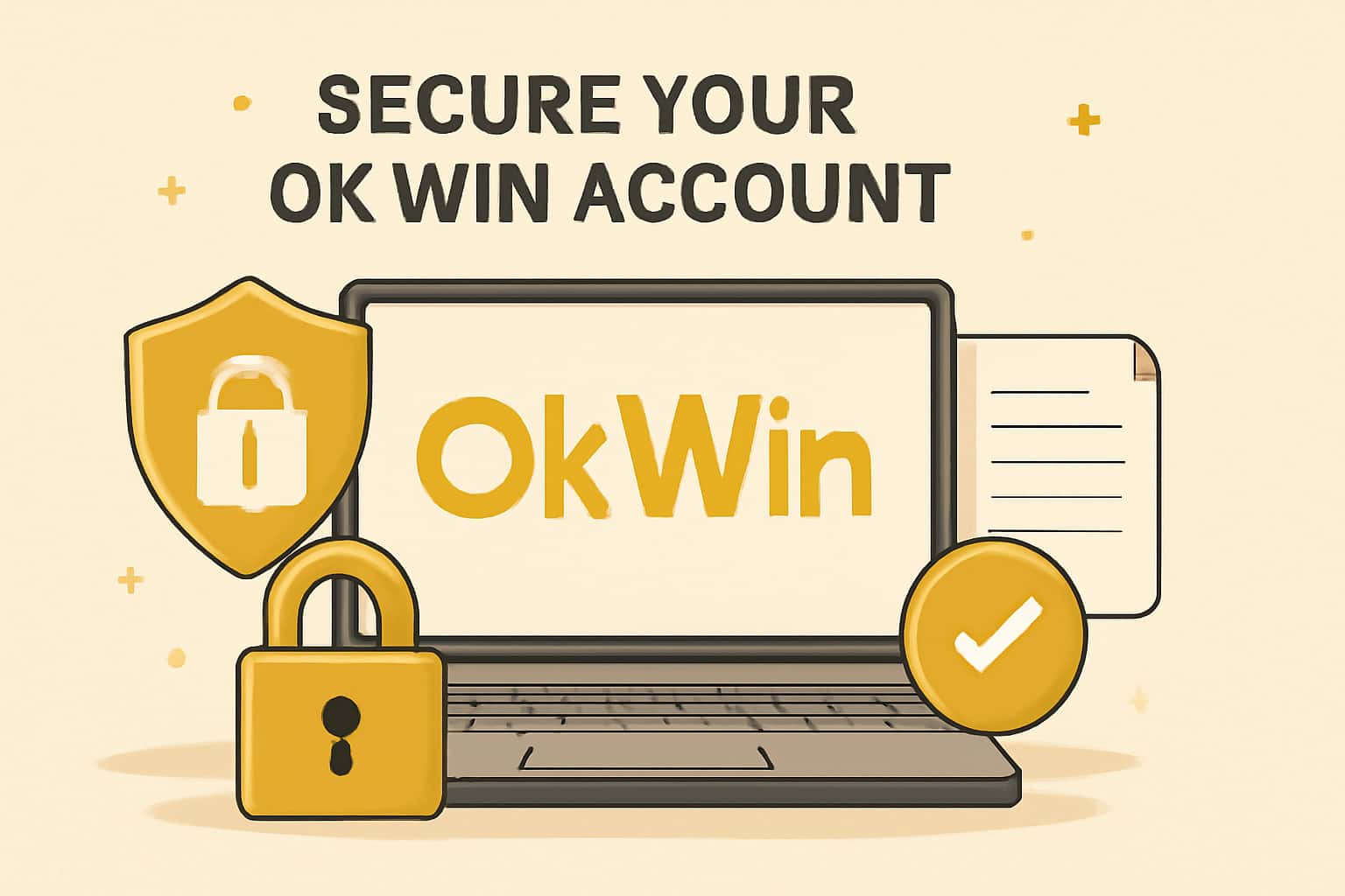 A visually appealing scene illustrating account security measures for Ok Win.