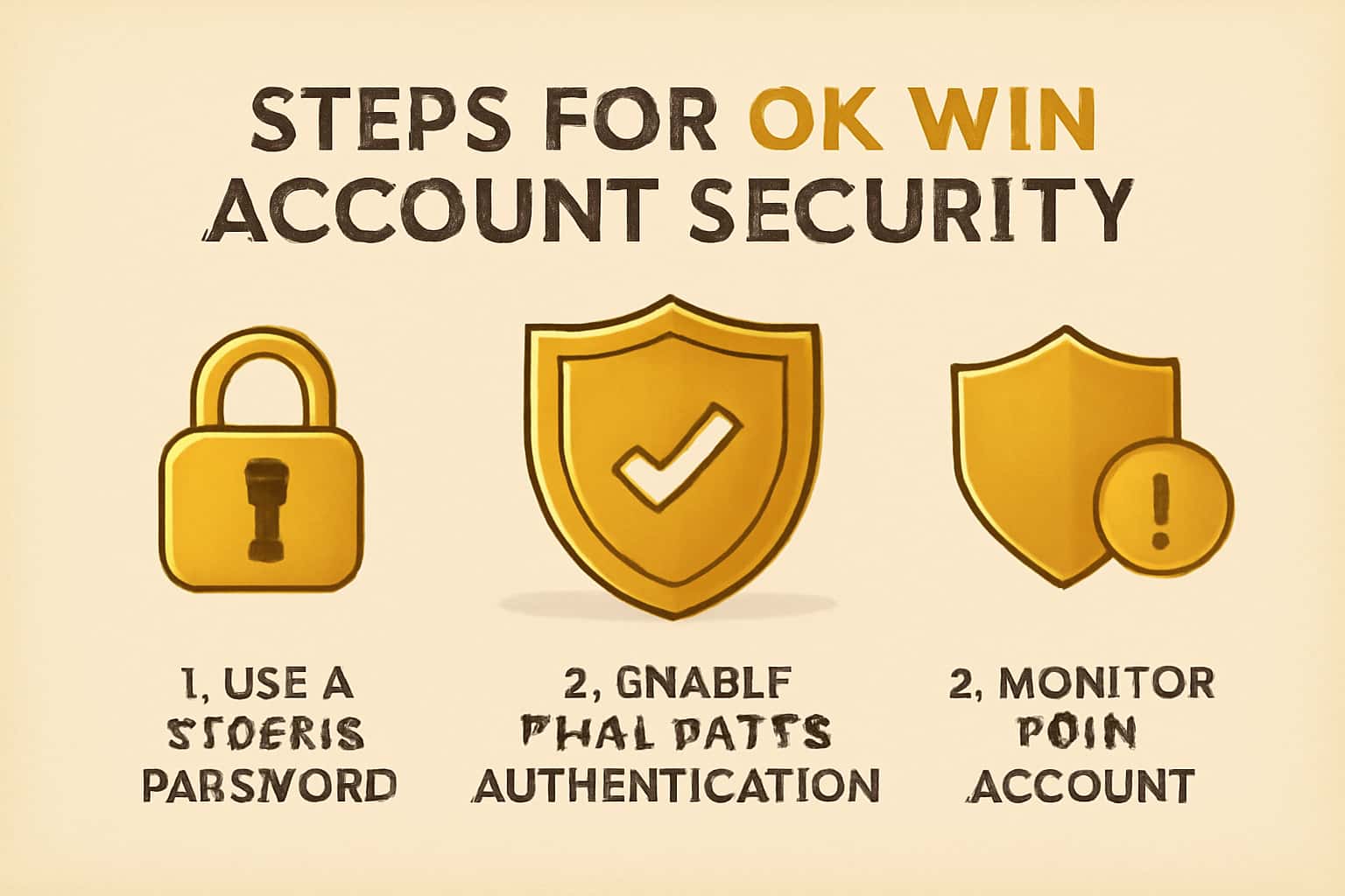 An informative scene illustrating account security measures for Ok Win.