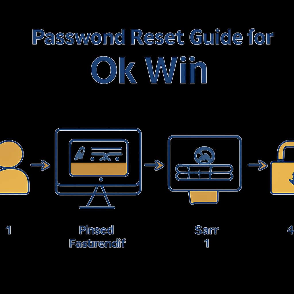 Illustration showing steps for resetting a password in Ok Win.