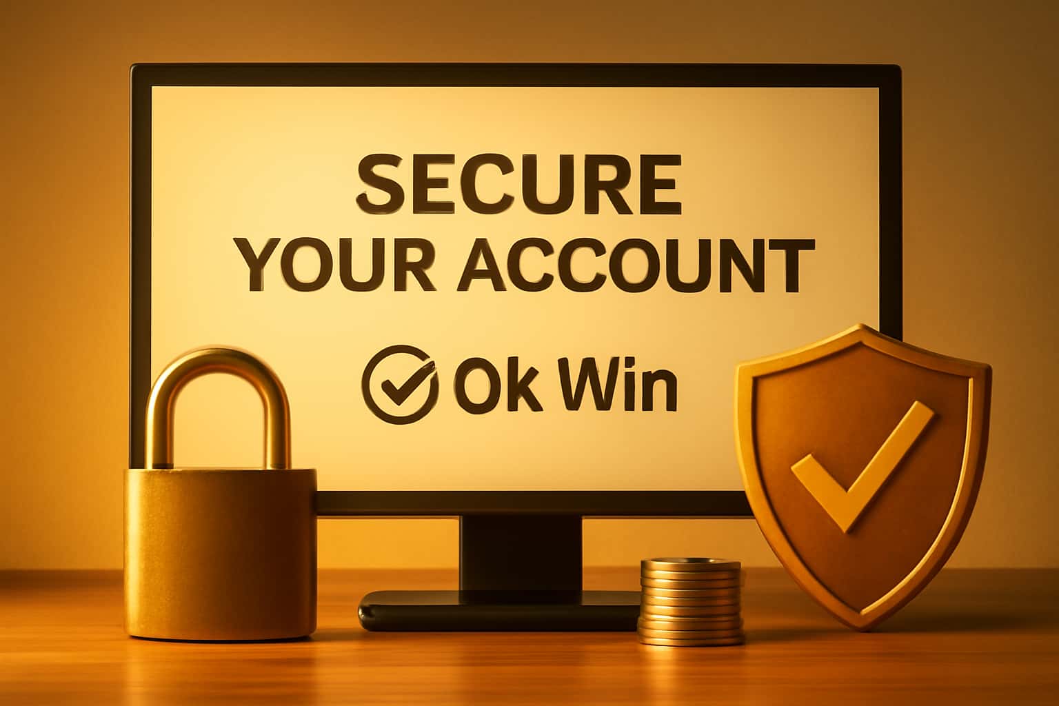 An informative graphic about securing an Ok Win account, showcasing protective measures.